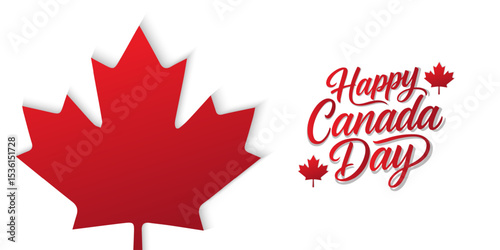 Happy Canada Day banner cover background with red maple leaf. canadian poster, cards,for ads promo, web, post. greeting canada day collection backdrop.