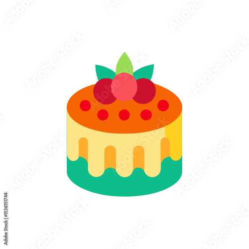 birthday jelly cake with fruit toppings and cheerf.svg