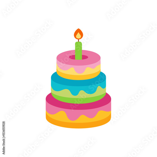 cartoon donut tower birthday cake with rainbow 