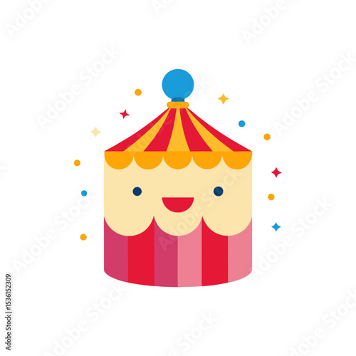 circus tent birthday cake with clown face 