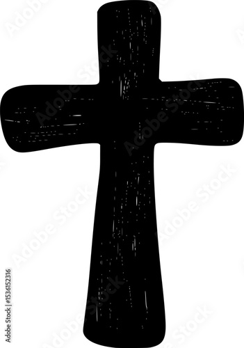Black Silhouette Vector of Christian Wooden Cross