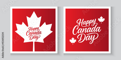 Happy Canada Day banner cover background with red maple leaf. canadian poster, cards,for ads promo, web, post. greeting canada day collection backdrop.