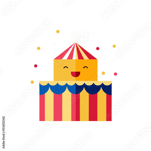 circus tent birthday cake with clown face 
