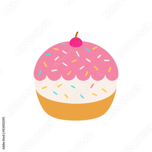 donut shaped birthday cake with sprinkles and whip