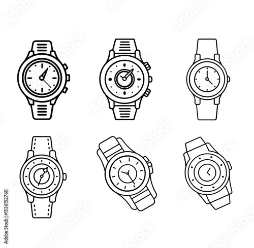 vector illustration of a set of watches