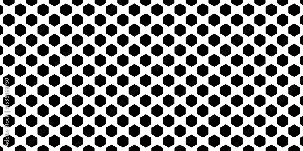 black white hexagonal seamless pattern.football pattern