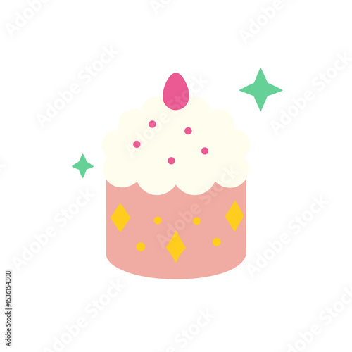 marshmallow puff birthday cake with cream and star.svg