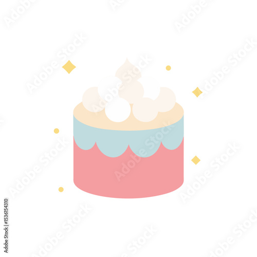 marshmallow puff birthday cake with cream 