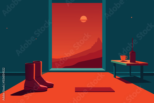martian explorer s living room with red dust 