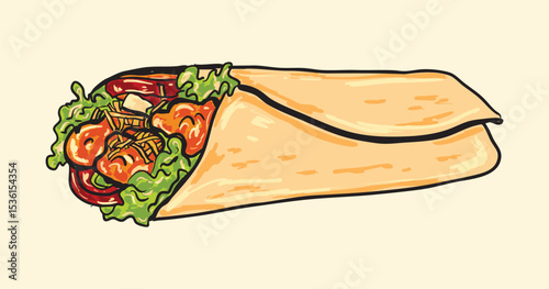 Burrito Illustration with Fillings