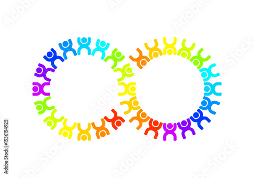 Abstract teamwork people. Infinity gear concept. Vector isolated on a white background.