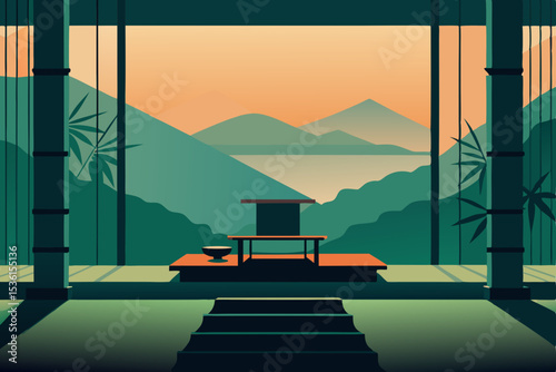 misty rice terrace living room nestled among layer 