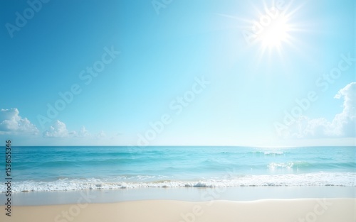 Serene landscape featuring a calm ocean, clear sky, and tranquil beach; perfect for relaxation and stress relief Ideal for meditation, mindfulness, and well-being themes , landscape, serene, bright