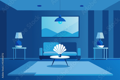 ocean themed living room with seashell decor 