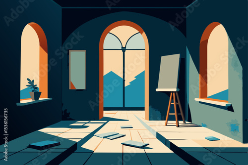 old world painter s villa living room with cracked