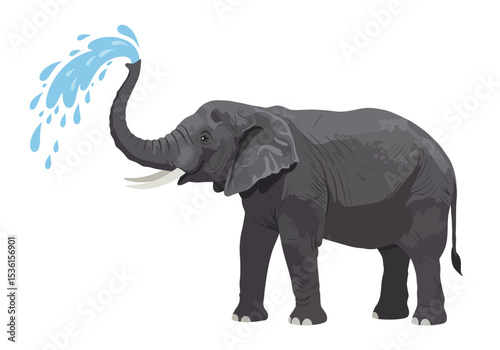 An elephant spraying water from its trunk