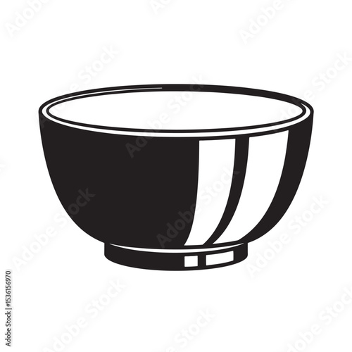 A simple minimalist artistic black and white graphic representation of a bowl in a silhouette style suitable for design concepts.