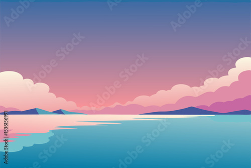 pastel ocean horizon with soft waves and cotton 
