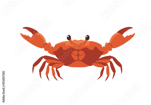 Cartoon crab with large claws small legs and big eyes