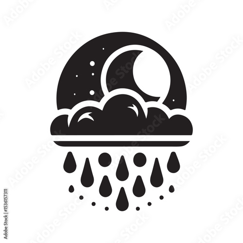 rainy weather vector silhouette clip art logo design illustration