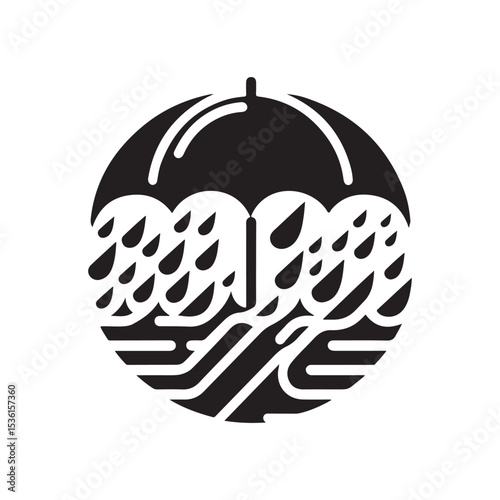 rainy weather vector silhouette clip art logo design illustration