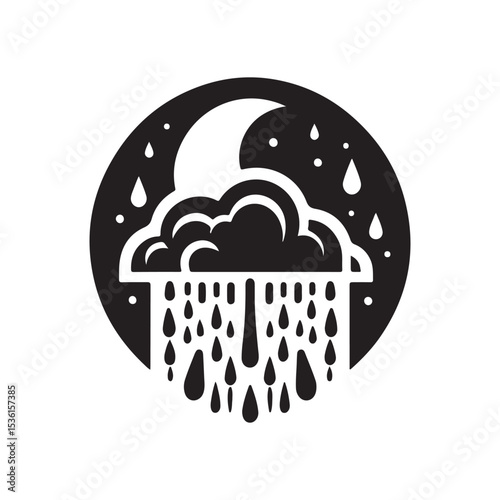 rainy weather vector silhouette clip art logo design illustration