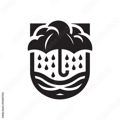 rainy weather vector silhouette clip art logo design illustration