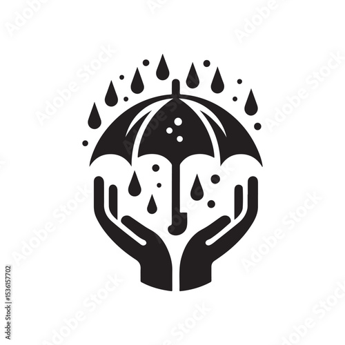 rainy weather vector silhouette clip art logo design illustration