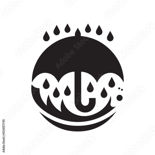 rainy weather vector silhouette clip art logo design illustration