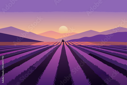 peaceful lavender fields stretching to the horizon 
