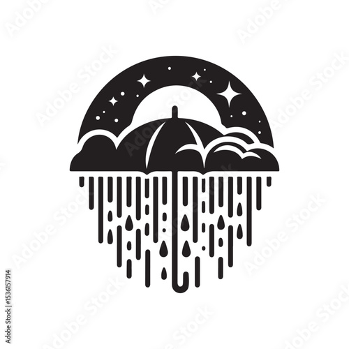 rainy weather vector silhouette clip art logo design illustration