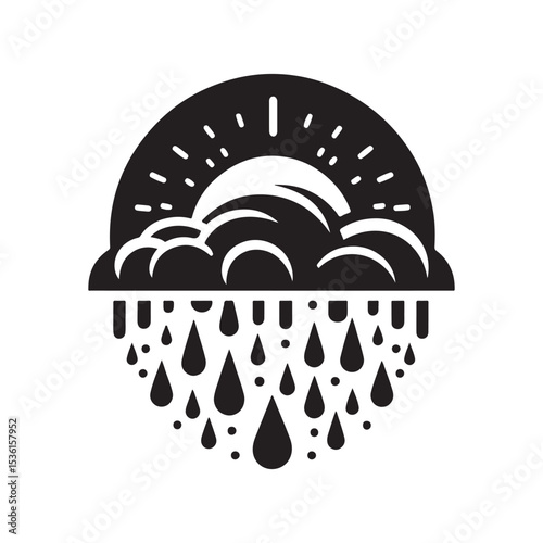 rainy weather vector silhouette clip art logo design illustration