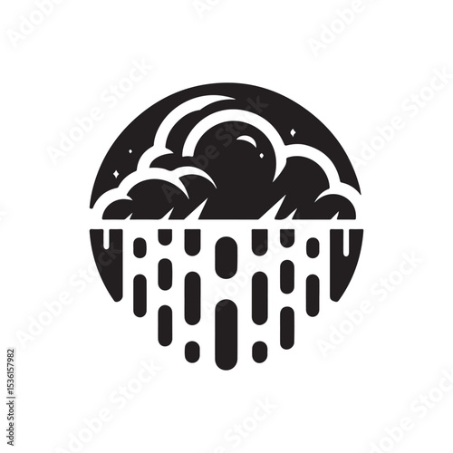 rainy weather vector silhouette clip art logo design illustration