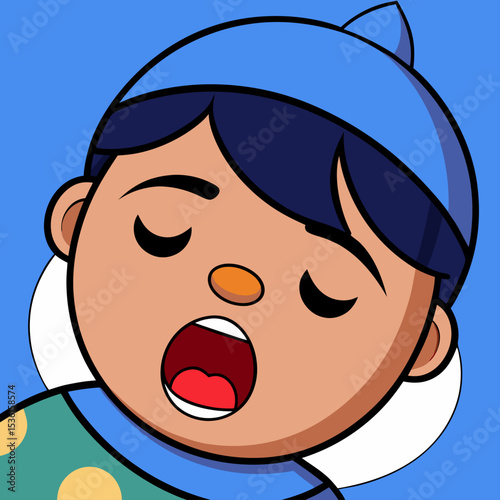 A vector illustration of a sleeping toddler