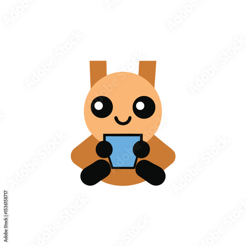 Cute Kawaii Bubble Tea Illustration with Straw and Boba Pearls Design