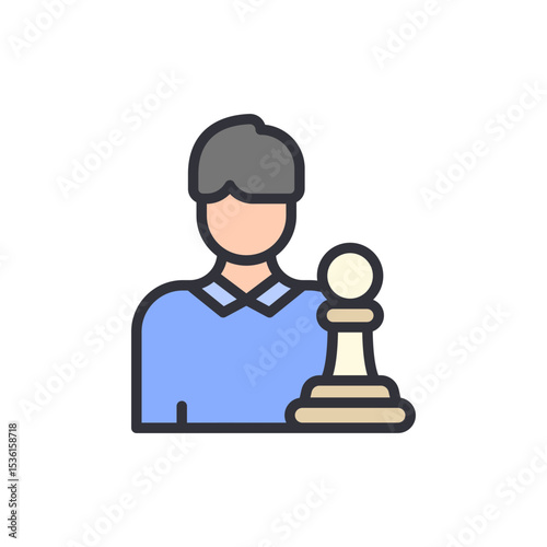 Person Playing Chess Or Strategy Game With Pawn Chess Piece