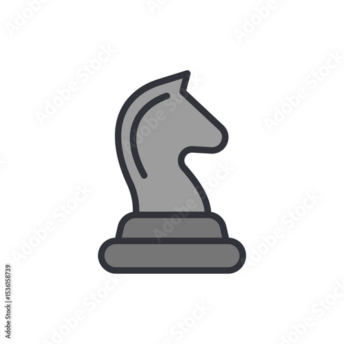 Stylized Knight Chess Piece Icon On Transparent Background Illustration