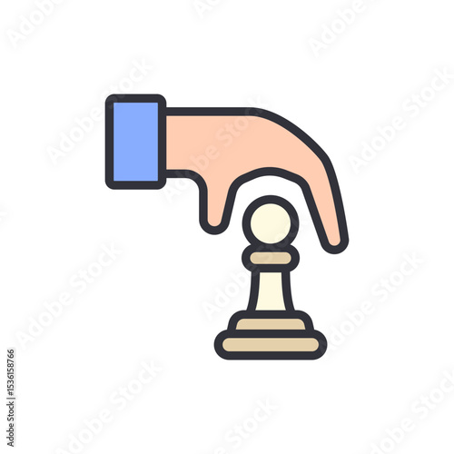 Conceptual Illustration Of A Hand Moving A Chess Piece On Transparency