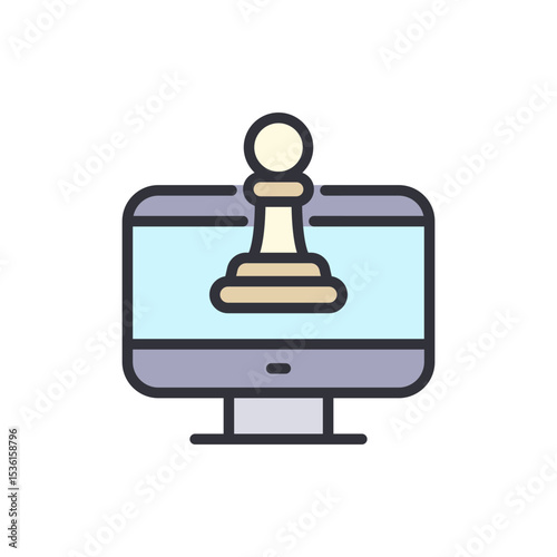 Conceptual Illustration Of Online Strategy Featuring A Pawn On Screen