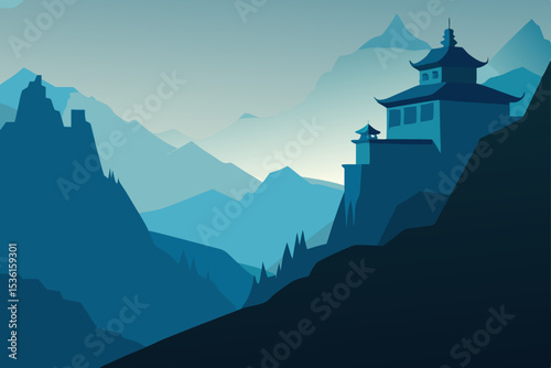 quiet mountain monastery nestled in fog covered 