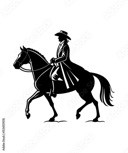 Majestic Silhouette of a Cowboy Riding a Horse  Horse Silhouette Illustration Vector