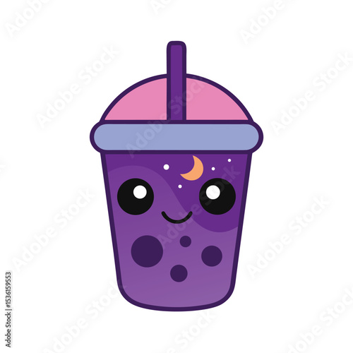 Cute Kawaii Style Bubble Tea Vector Graphic Design
