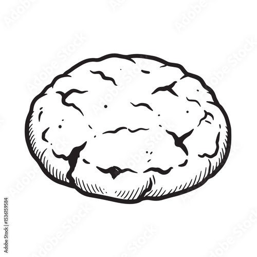 Hand drawn illustration of a freshly baked cookie in a classic silhouette perfect for culinary or bakery themed designs