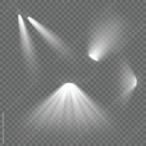 Twin Soft Spotlights on Transparent Background (Highlight Beam Icon)