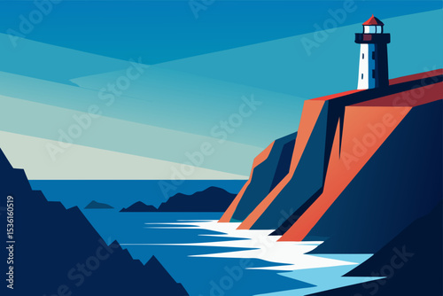 rolling coastal cliffs with a lighthouse and crash.svg