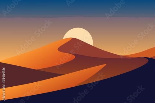 rolling sand dunes with a glowing sun low 