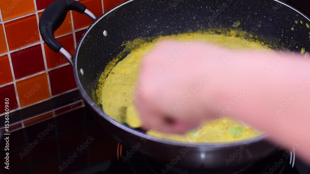 Green Curry with Salmon Fish. A Thai green curry with salmon
