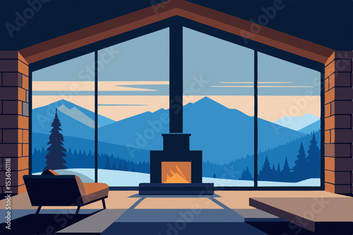 rustic cabin living room with a stone fireplace 