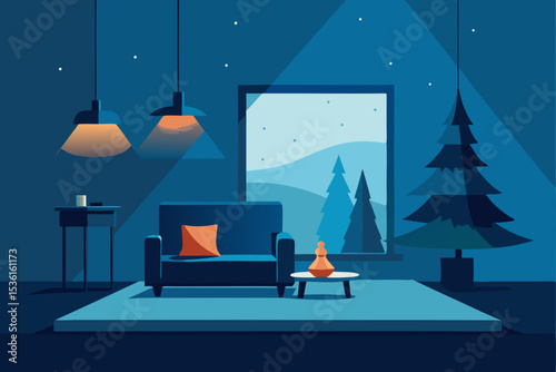 scandinavian christmas living room with minimalist 