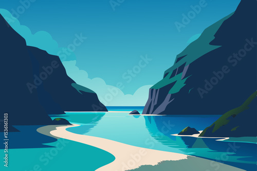 secluded beach cove with turquoise water and sea 